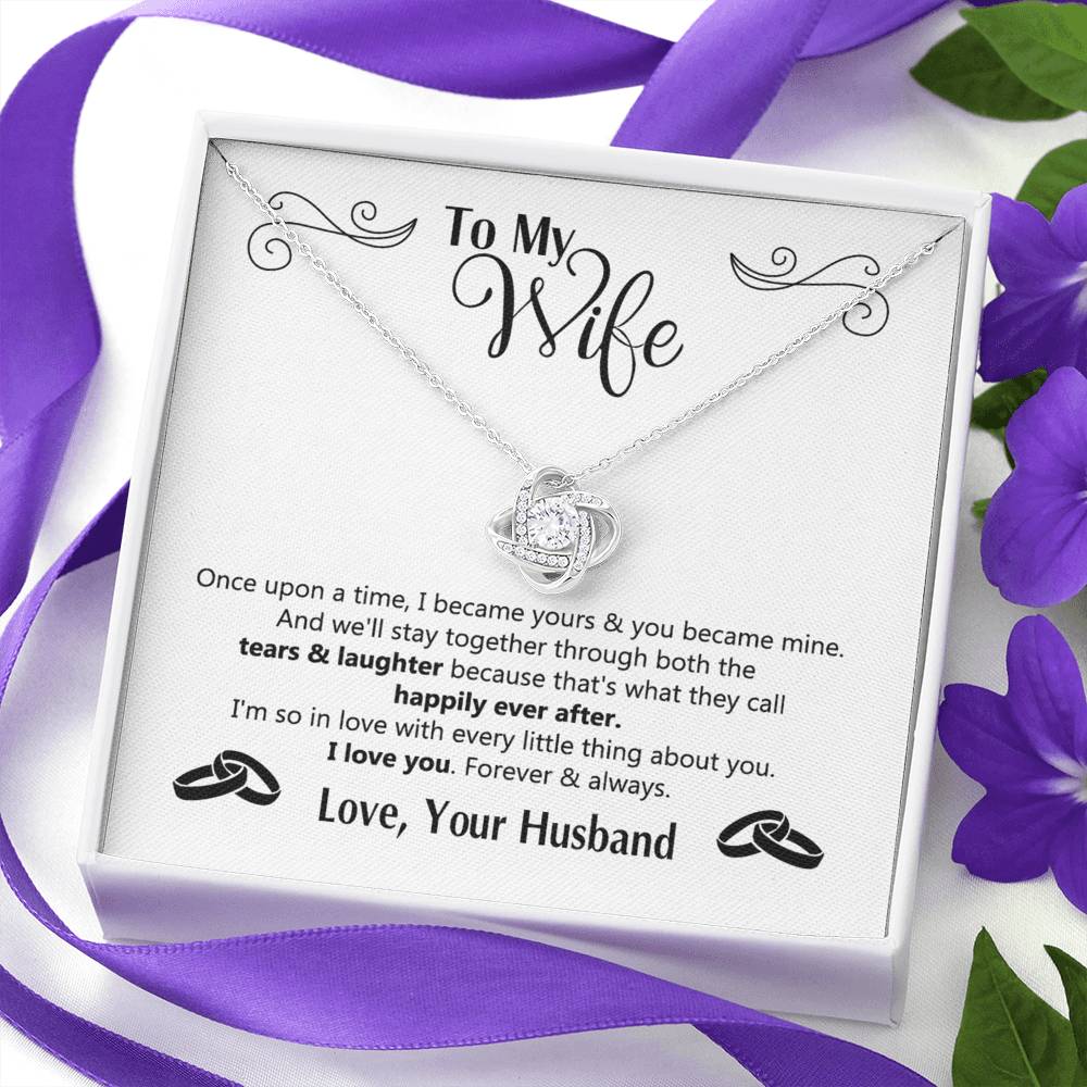 To My Wife Necklace Gift From Husband, Love Your Husband Love Knot Necklace Gift For Wife Soulmate Gift Necklace Girlfriend Husband To Wife Love Knot Pendant Jewelry Gift For Women, Woman Necklace