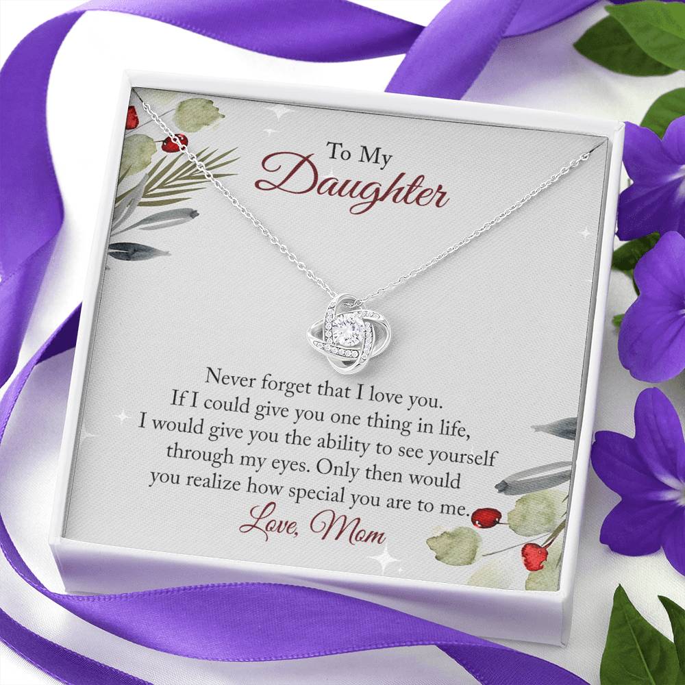 To My Daughter Necklace From Mom, Christmas Necklace with Message Card and Gift Box For Daughter, Mother And Daughter Necklace Gift On Birthday Wedding Graduation Gift Never Forget Necklace