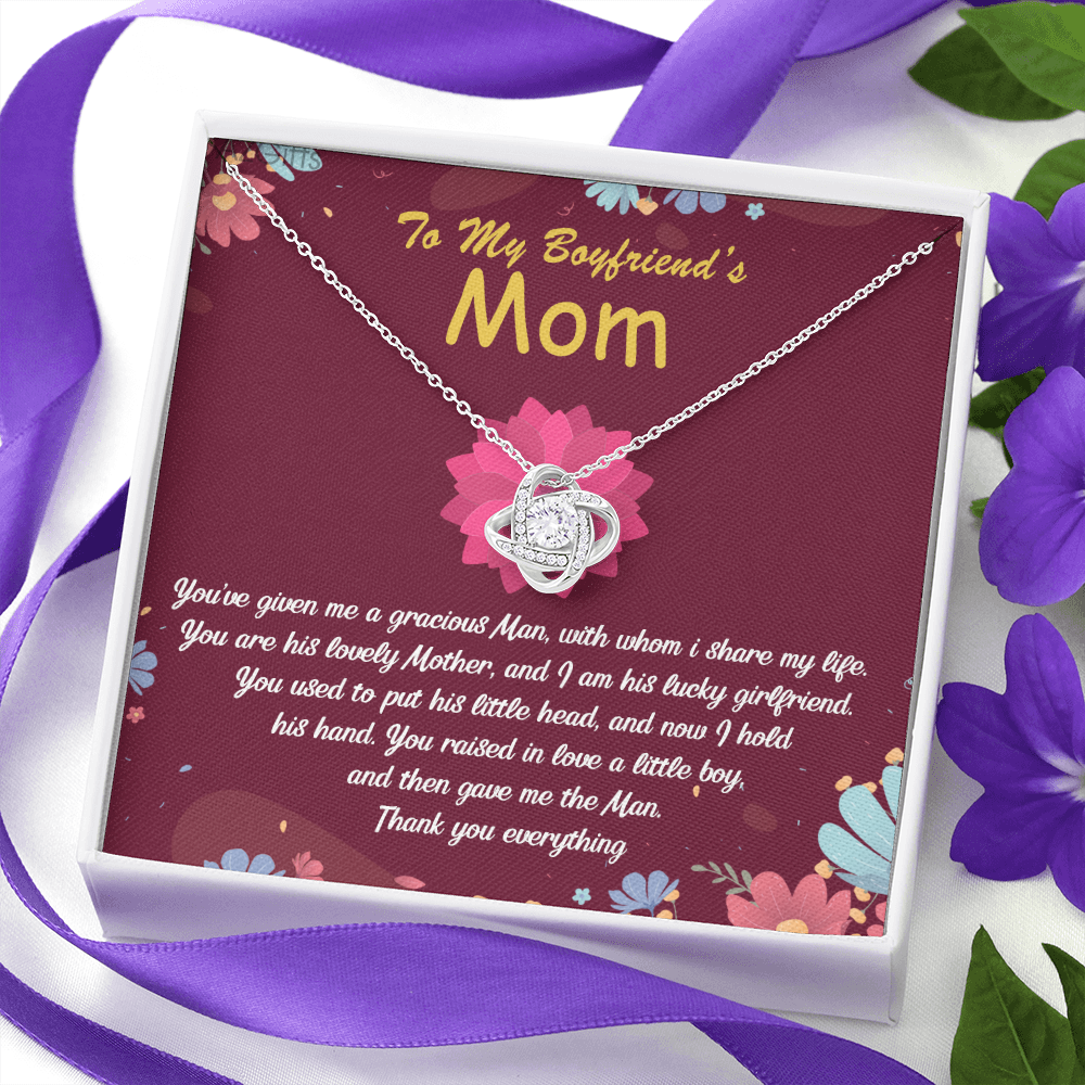 To My Boyfriends Mom Necklace From Girlfriend, Boyfriend's Mom Gift Necklace, Boyfriend Mom Gifts Jewelry For Boyfriend's Mom, Love Knot Necklace Gift For Boyfriends Mom On Mothers Day, Christmas