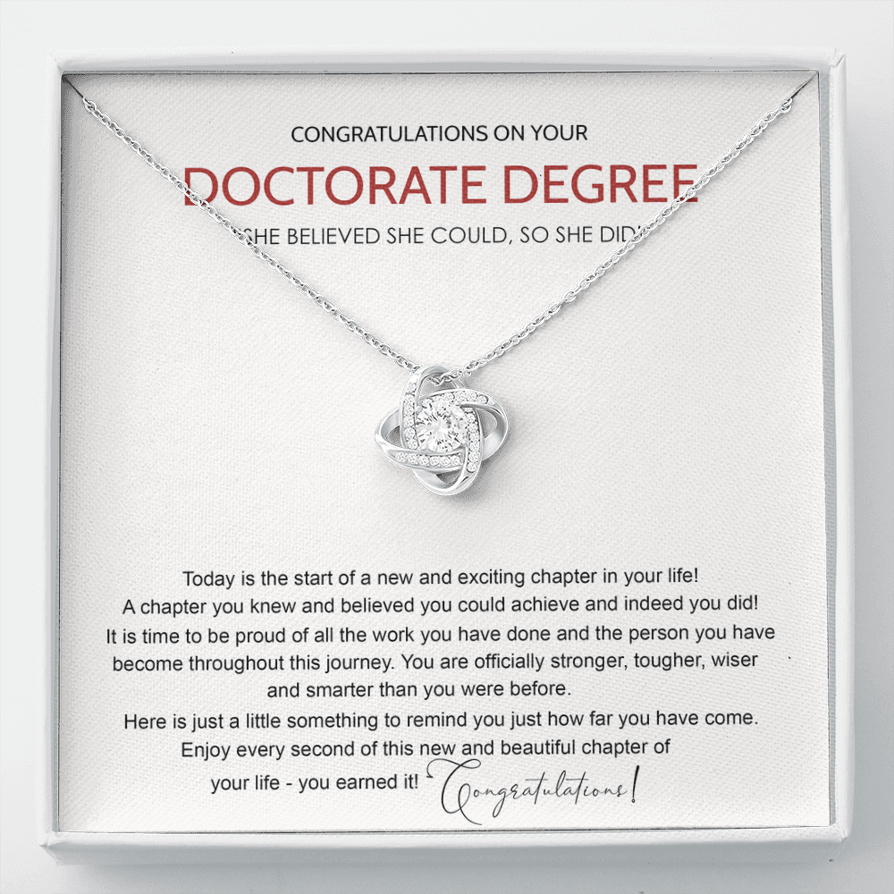 Doctorate Degree Necklace From Mom, Doctorate Degree Love Knot Necklace Gift On PhD Doctoral Graduation, Graduate Graduating, Class of 2025 Congrats Graduation Pendants Gift For Her, Daughter FBA