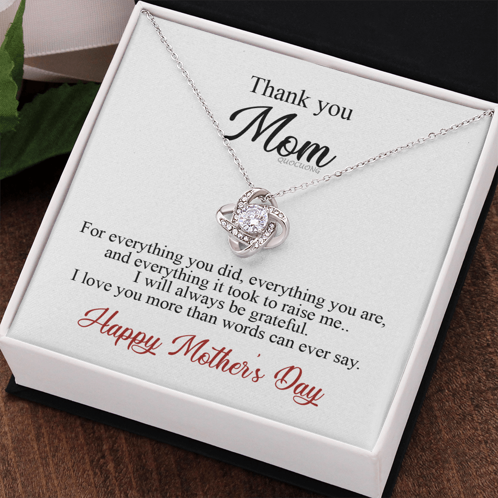 Thank You Mom Necklace Gift For Her, Happy Mother And Daughter Gift Necklace, To My Mom Necklace From Daughter, Thank You Card Gift For Mom On Mother's Day, Anniversary Necklace Gift For Her