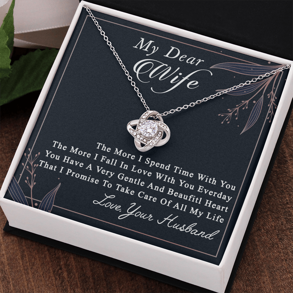 Dear Wife Necklace From Husband, Love, Your Husband Necklace Gift For Wife, Soulmate Gift Necklace, To My Wife Love Knot Necklace, Jewelry Gift For Women Girlfriend Gift Necklace, Dear Wife Pendant