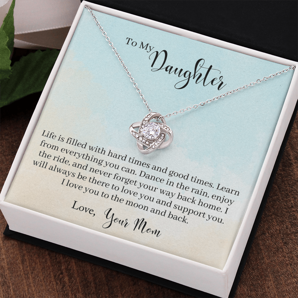 To My Daughter Love Knot Necklace From Mom, Happy Graduation Gift Necklace, Mother And Daughter Love Knot Necklace, Daughter Gift Necklace From Mommy Mother To Daughter Jewelry Gift For Girls