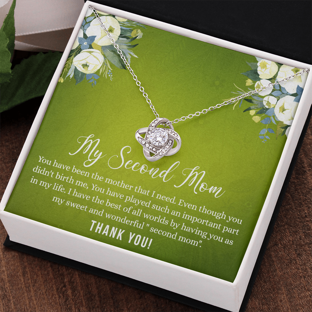 Second Mom Necklace, To My Second Mom Love Knot Necklace Gift From Daughter, Mother And Daughter Gift Necklace Personalized Gift Necklace For Mom, Thank You Love Knot Necklace Gift For Women
