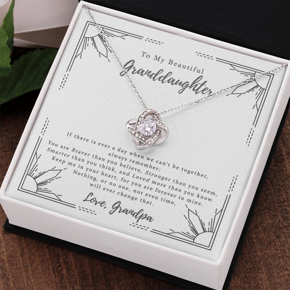 Love Knot Necklace For Granddaughter - To My Beautiful Granddaughter Necklace From Grandpa, Grandfather Gift Necklace On Birthday Gift Graduation Gift, Christmas Love Granddaughter Gift Necklace