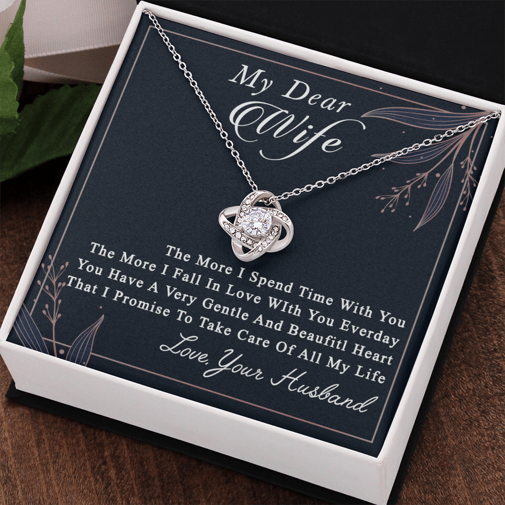 Dear Wife Necklace From Husband, Love, Your Husband Necklace Gift For Wife, Soulmate Gift Necklace, To My Wife Love Knot Necklace, Jewelry Gift For Women Girlfriend Gift Necklace, Dear Wife Pendant