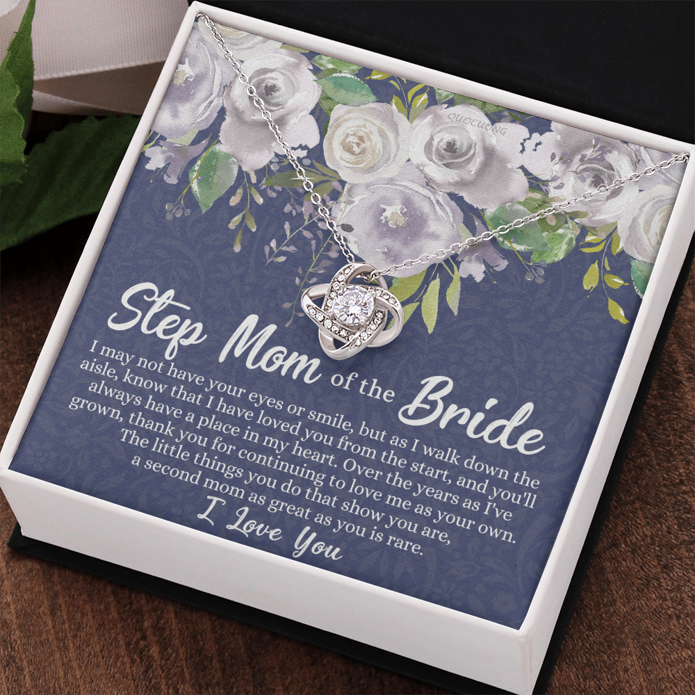 Mom Of The Bride Gift Necklace, To My Step Mom Love Knot Necklace From Daughter, Step Mom Gift Necklace - Second Mom Gift Necklace, Jewelry Gift For Women, Daughter To Step Mom Of The Bride Necklace