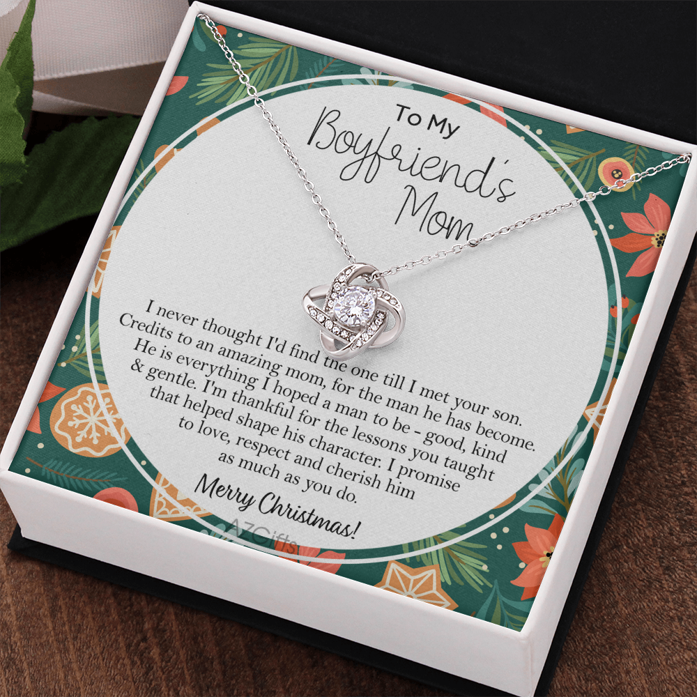 Gift Necklace For Boyfriend's Mom, Merry Christmas Necklace Gift, To My Boyfriend's Mom Necklace From Son, To An Amazing Mom Gift Necklac, Boyfriend's Mom Gift Necklace Love Knot Jewelry For Mom