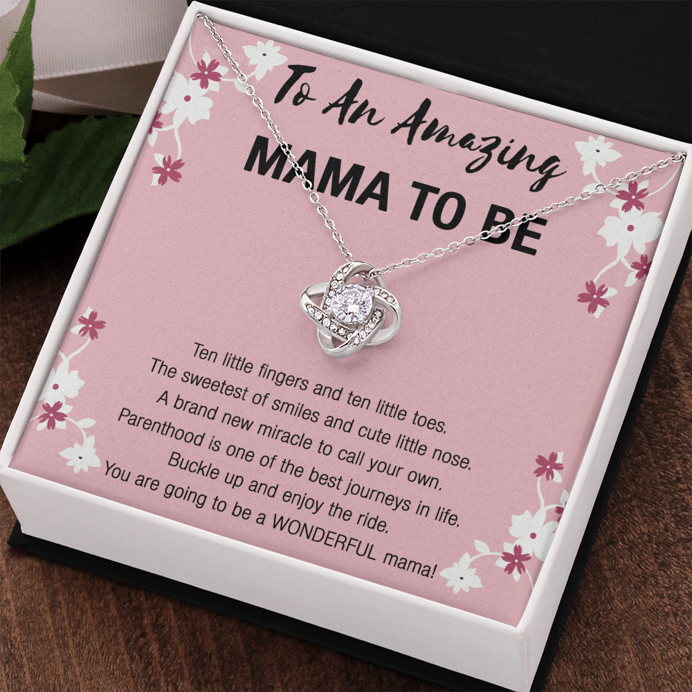 Mama To Be Necklace, To An Amazing Mama To Be Necklace From Daughter, Little Girl Necklace Gift For Mom, Wonderful Mama Pendant, Daughter And Mother Love Knot Necklace Gift For Mom Jewelry To Mama