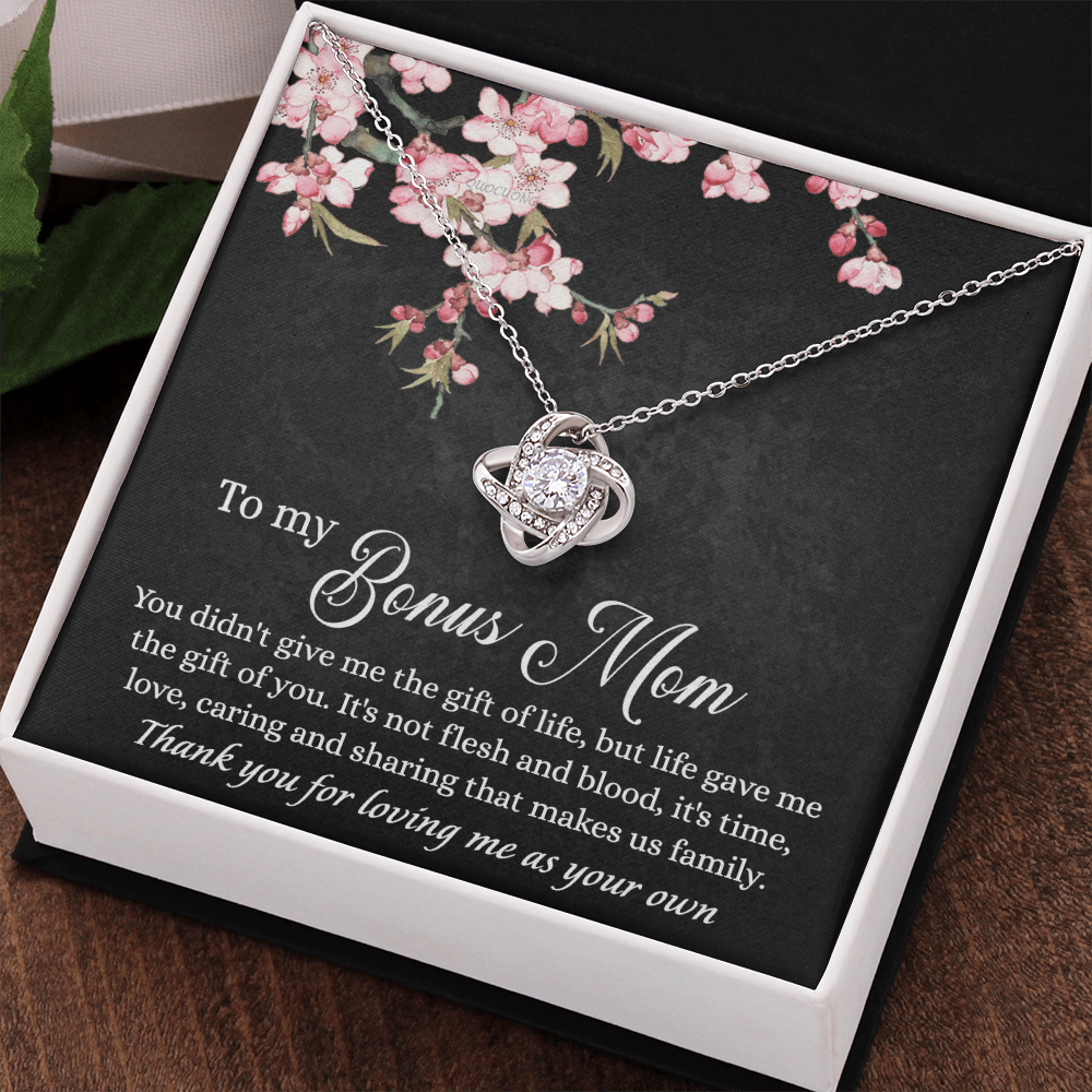 To My Bonus Mom Necklace From Daughter, Bonus Mom Gift Necklace, Mother And Daughter Necklace Gift For Mom, Gift For Mom Necklace, Bonus Mother Gift Necklace Thank You For Loving Jewelry For Women