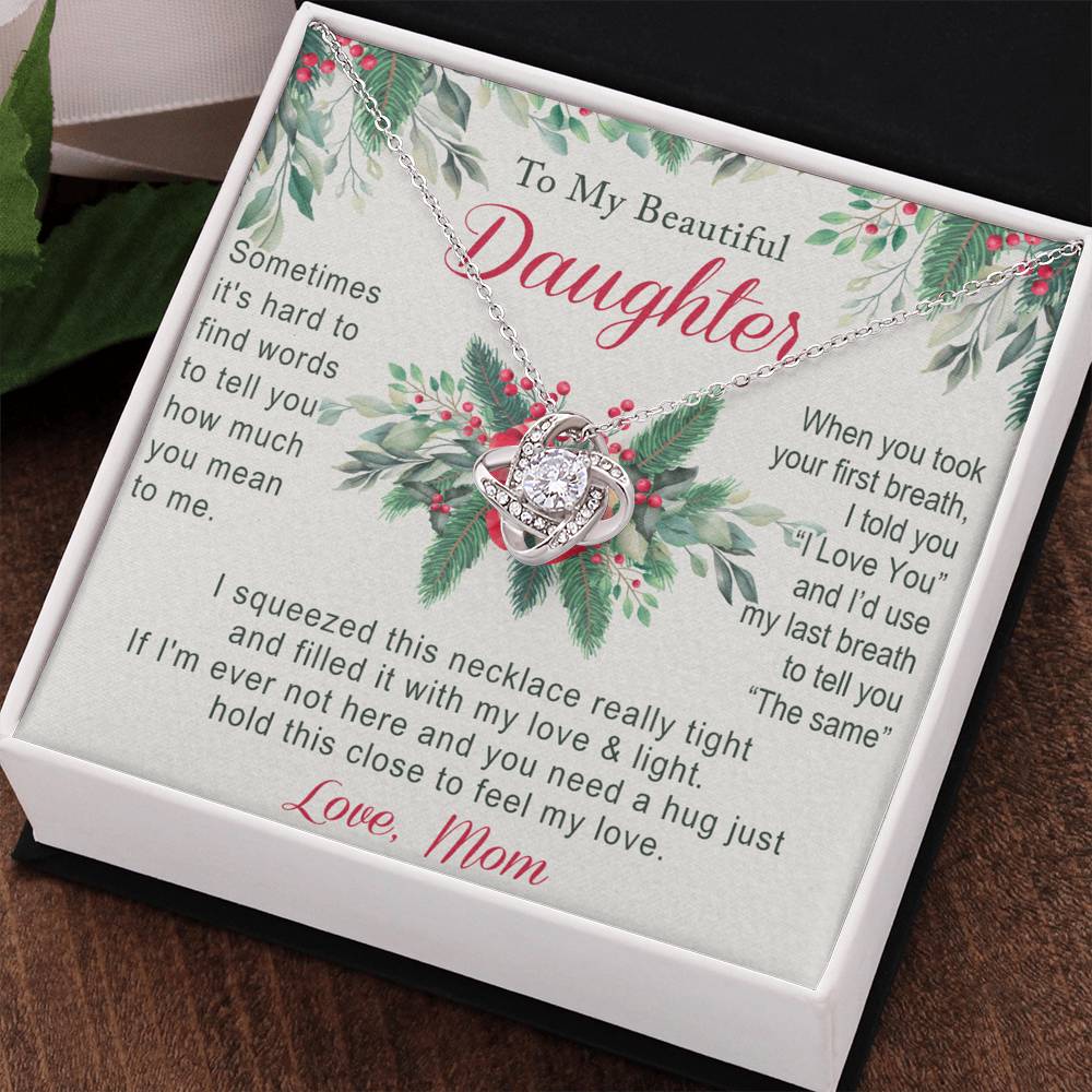 To My Daughter Gift Necklace from Mom Necklace for Daughter Present for Daughter Christmas Day Gift Christmas Necklace Pendant Jewelry for Daughter Christmas Card Jewelry Gift For Girls Little Girl