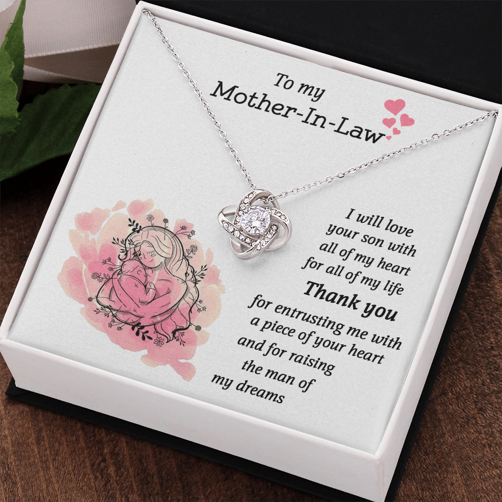 To My Mother-In-Law Love Knot Necklace From Son, I Will Love Your Son With All My Hear
