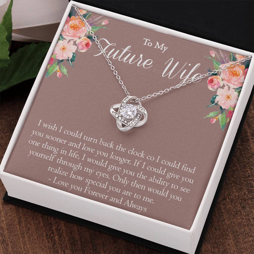To My Future Wife Necklace From Future Husband, Personalized Gift Necklace for Future Wife, Girlfriend Pendant Jewelry for Fiance Romantic Gifts Necklace For Her, Love Knot Necklace Gift For Wife