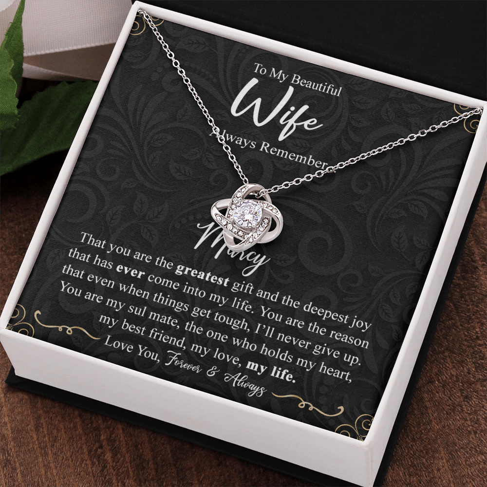 Personalized Necklace For Wife, To My Beautiful Wife Gift Necklace From Husband, Custom Name Necklace Gift For Wife, Always Remember Necklace Gift For Wife, Jewelry Gift For Women, Soulmate Gift