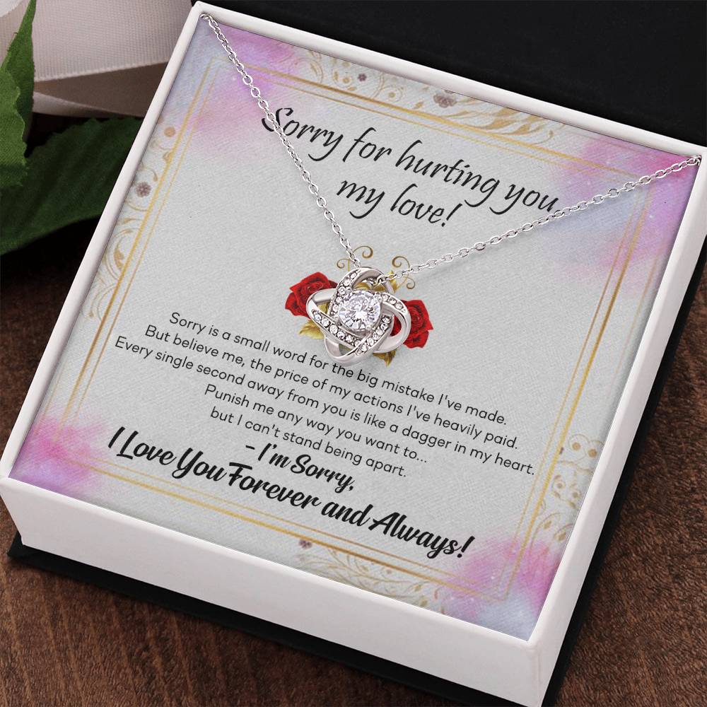 To My Girlfriend Necklace From Boyfriend, Husband, Sorry For Hurting You, My Love Knot Necklace With Message Card, I'm Sorry Gift Necklace For Soulmate, Wife On Valentine Day Gift For Wife, Soulmate