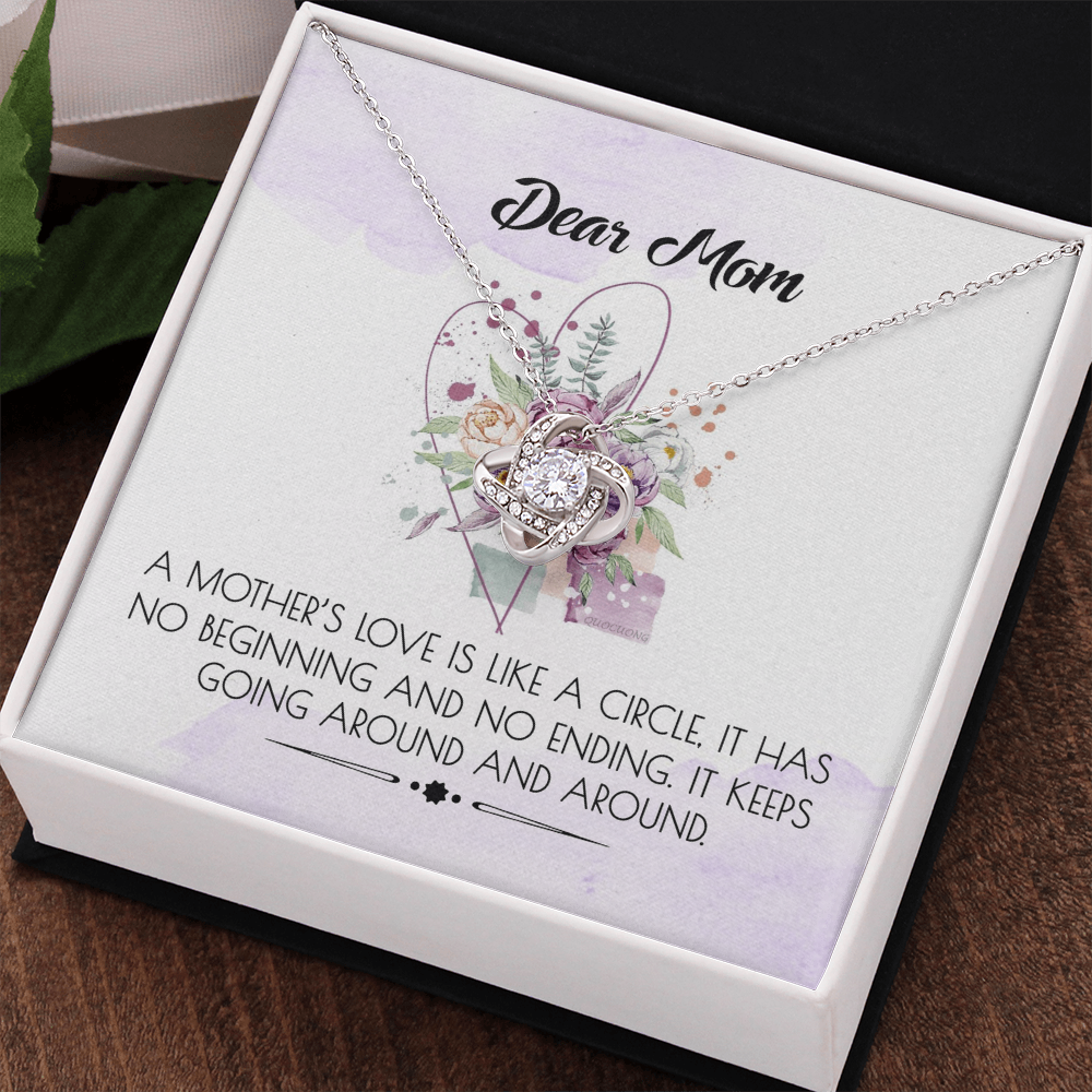 Dear Mom Gift Necklace, To My Mom Necklace, Daughter And Mother Love Knot Pendant Gift For Her, Bonus Mom Gift Necklace, Jewelry For Mom On Mothers Day, Anniversary, Birthday Gift Christmas