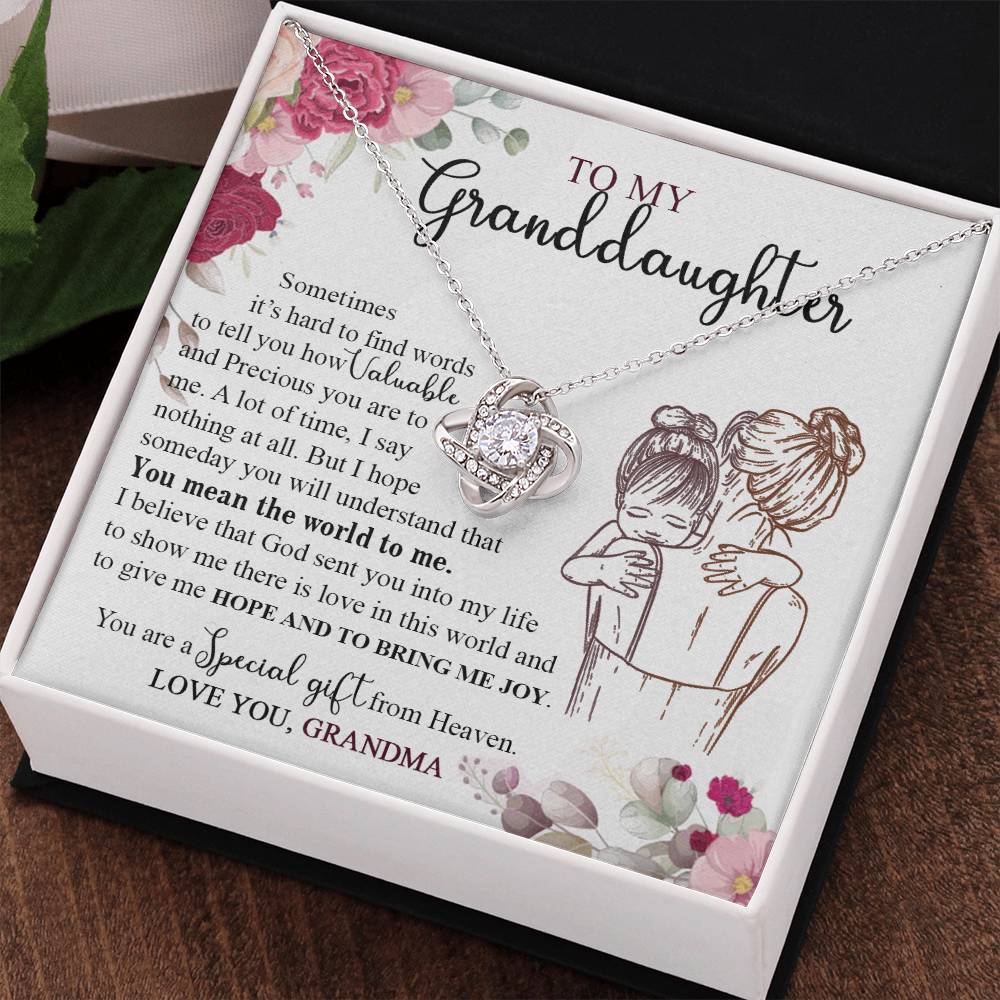 Granddaughter And Grandma Necklace, Jewelry Gift Necklace For Granddauhter - To My Granddaughter Necklace From Grandma, Love Knot Necklace For Granddaughter, Special Necklace From Heaven Necklace