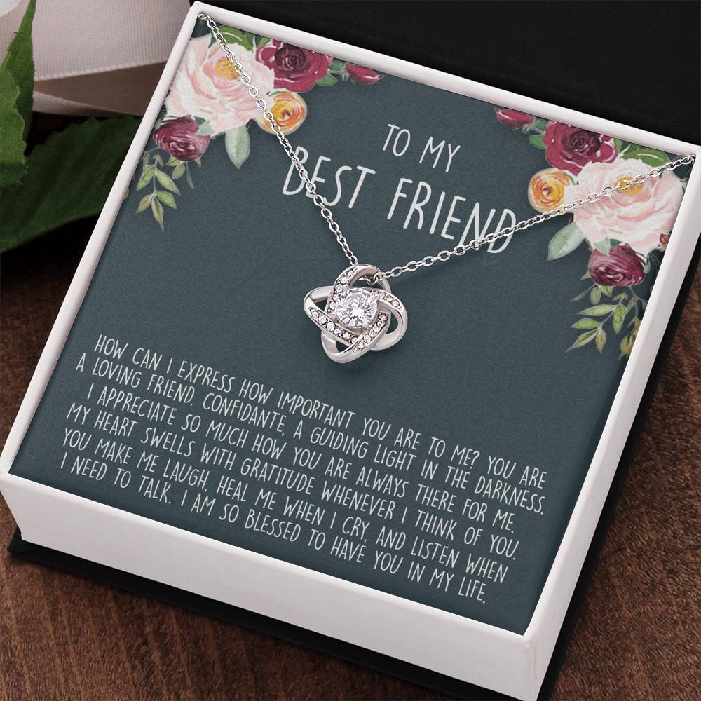 To My Best Friend Gift Necklace From Friend - BFF Gift Necklace, Gifts Pendant For BFF, Love Knot Necklace Gift For Friend, BFF With Message Card and Gift Box Necklace On Birthday, Anniversary