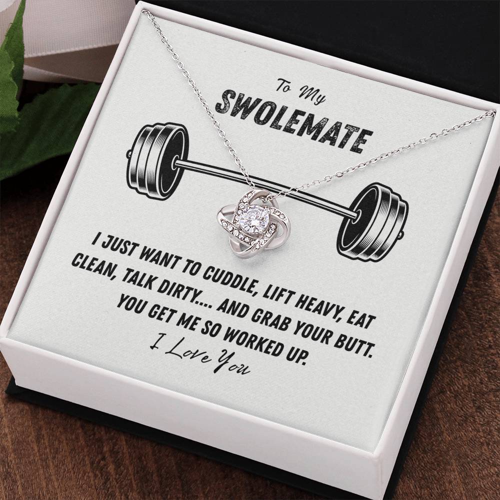To My Swolemate Love Knot Necklace From Husband, Necklace Gift For Swolemate, Necklace Pendant, Swolemate Necklace, Birthday, Wedding Day, Necklace For Women, Swolemate Cubic Zirconia Necklace