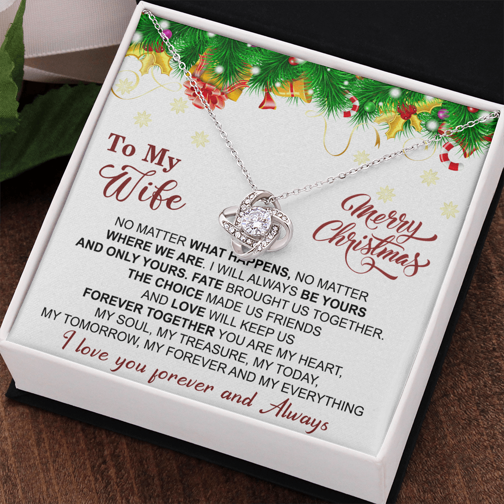 Gift Christmas Necklace For Wife, To My Wife Necklace From Husband, Love Knot Jewelry Gift For Wife, Husband To Wife Love Knot Pendant For Wife Jewelry Gift For Women Merry Christmas Necklace