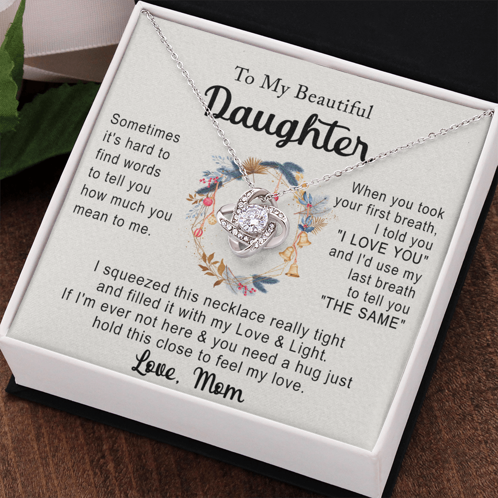 Personalized Necklace With Message Card And Box, Jewelry Custom Card For Daughter, To My Beautiful Daughter Necklace From Mom, Mother To Daughter Pendant From Mom Jewelry Gift For Girls