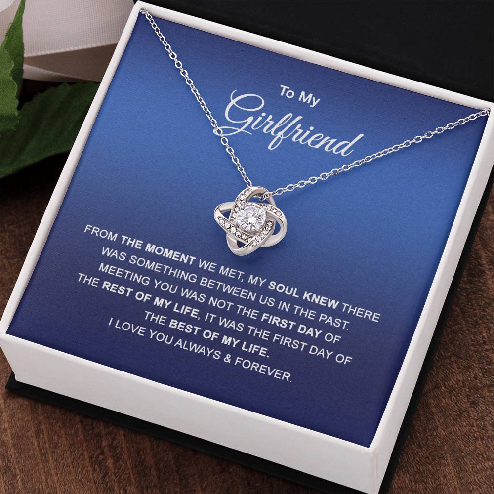 To My Girlfriend Necklace, Valentines Soulmate Gifts, Love Knot Necklace From Boyfriend, Husband, Girlfriend Gift Necklace - Jewelry Gift For Girls, Love Knot Pendant Gift For Girlfriend, Soulmate