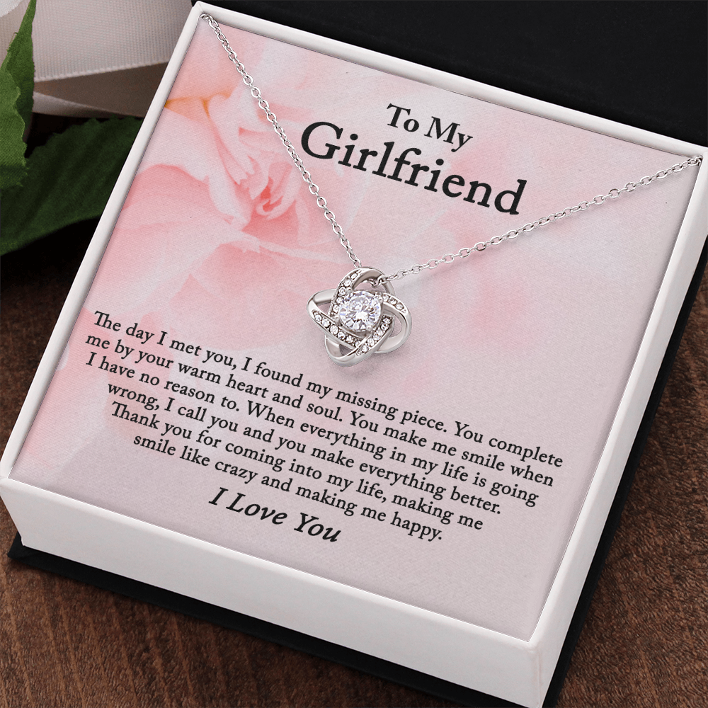 To My Girlfriend Necklace From Boyfriend, Husband, Gift Necklace For Girlfriend Love Knot Pendant Gift For Girlfriend, Soulmate Necklace To Girlfriend Jewelry Gift For Girls Making Me Smile Necklace