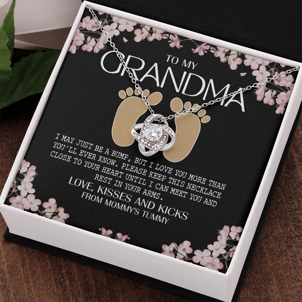 Jewelry Gift for Women, Grandma - To My Grandma Love Knot Necklace From Mommy's Tummy, Grandma And Granddaughter Gift Necklace, This Necklace Close To Your Heart Pendant, My Grandma Gift Necklace