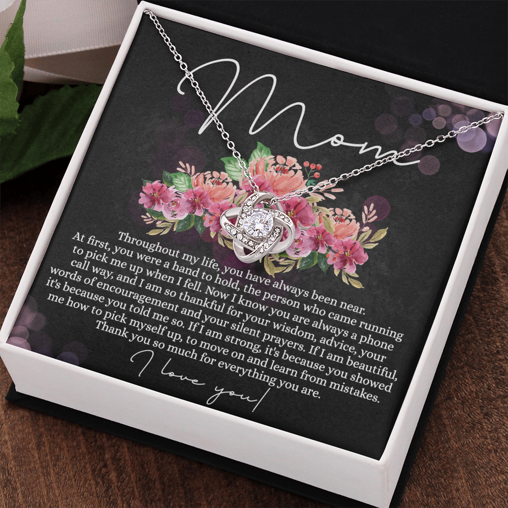 Mom Gift Necklace, To My Mom Love Knot Necklace From Daughter, Thank You Necklace Gift For Mom, Mother's Day Necklace Gift For Mom, Birthday Gift For Mom, Anniversary Jewlry Gift For Women