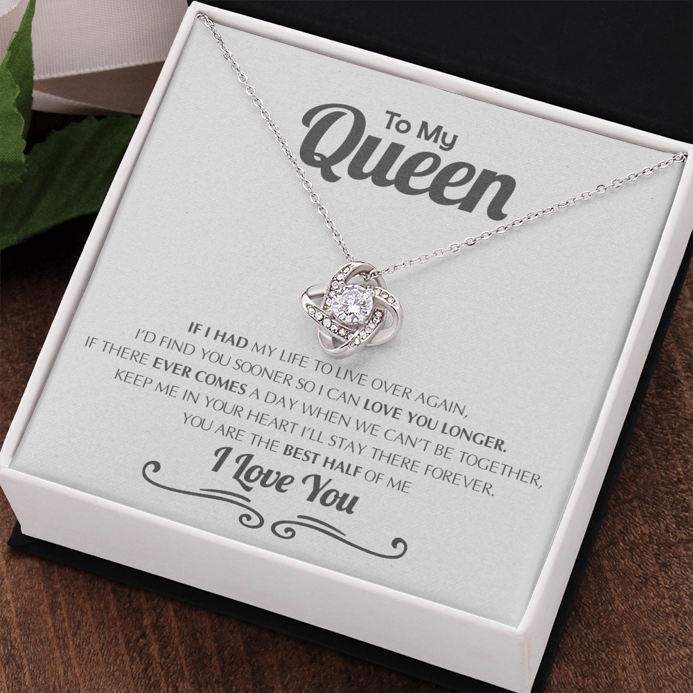 To My Queen Gift Necklace for Lovers Wife Girlfriend Gifts Unique Necklace From Boyfriend, Husband, Girlfriend Gift Necklace - Jewelry Gift For Girls Love Knot Pendant Gift For Girlfriend Soulmate