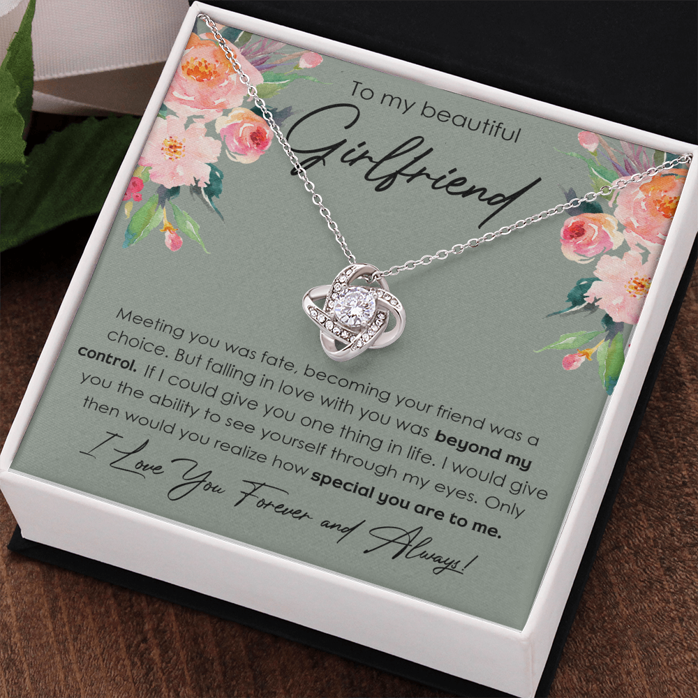 To My Beautiful Girlfriend Love Knot Necklace From Boyfriend, Husband, Beautiful Girlfriend Gift Necklace - Love Knot Pendant Gift For Girlfriend, Soulmate Jewelry Gift To Girlfriend From Boyfriend