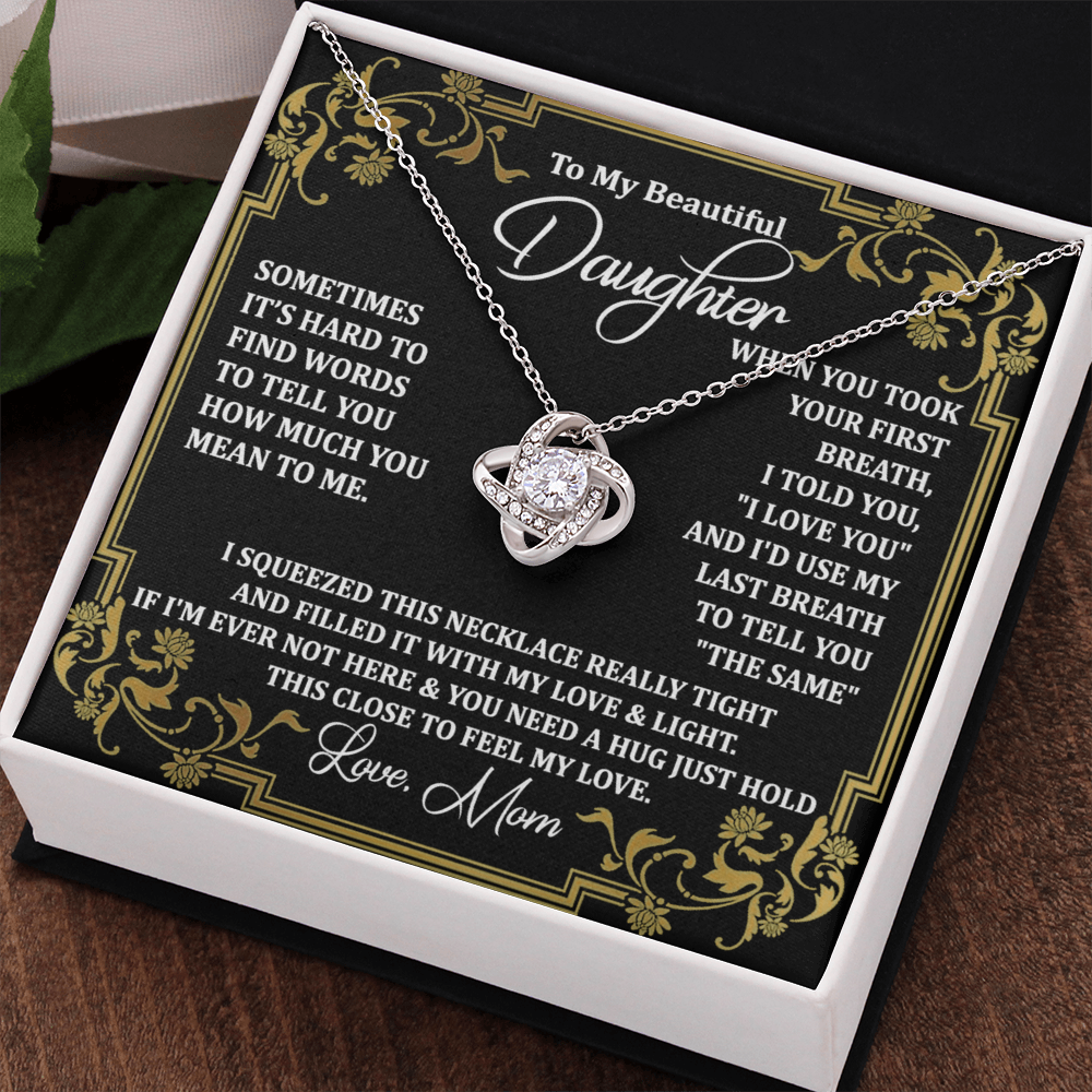 Personalized Gift Necklace For Daughter, Message Card Jewelry, Handmade Necklace  For Daughter Message Card & Box, To My Beautiful Daughter Necklace From Mom Gift Pendant Mother And Daughter Gift