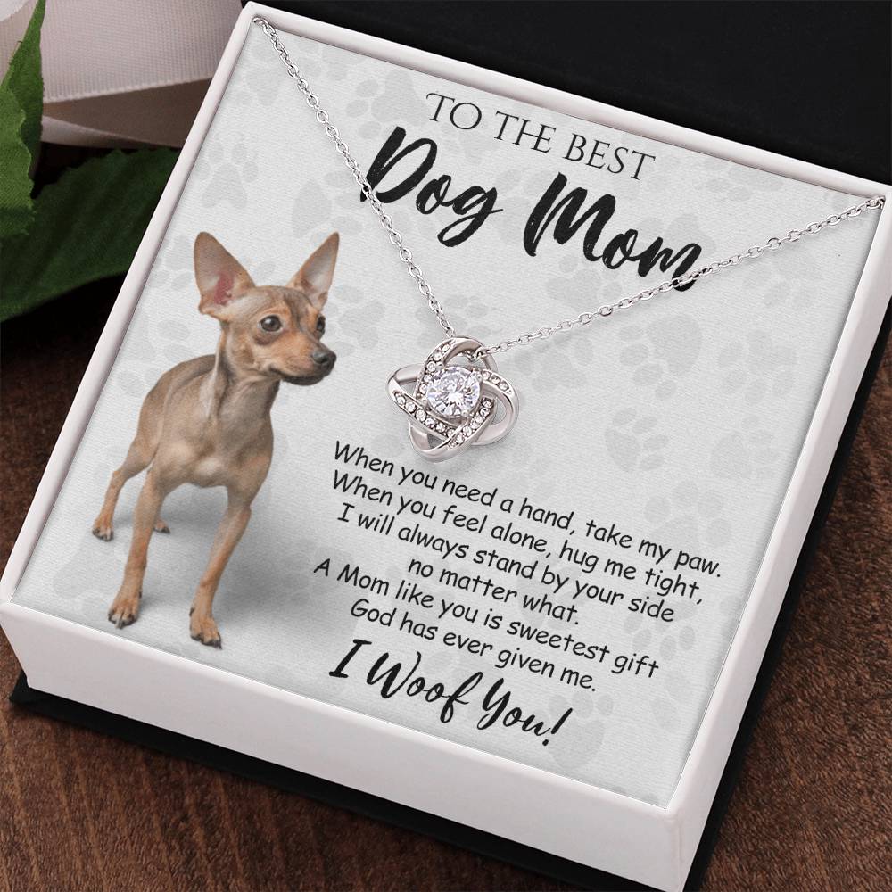 To The Best Dog Mom Love Knot Necklace From Daughter Mother's Day Necklace Gift, Chihuahua Love Knot Pendant, Jewelry Gift For Women, Dog Lovers Chihuahua Gift Necklace, Dog Mom Gift Necklace