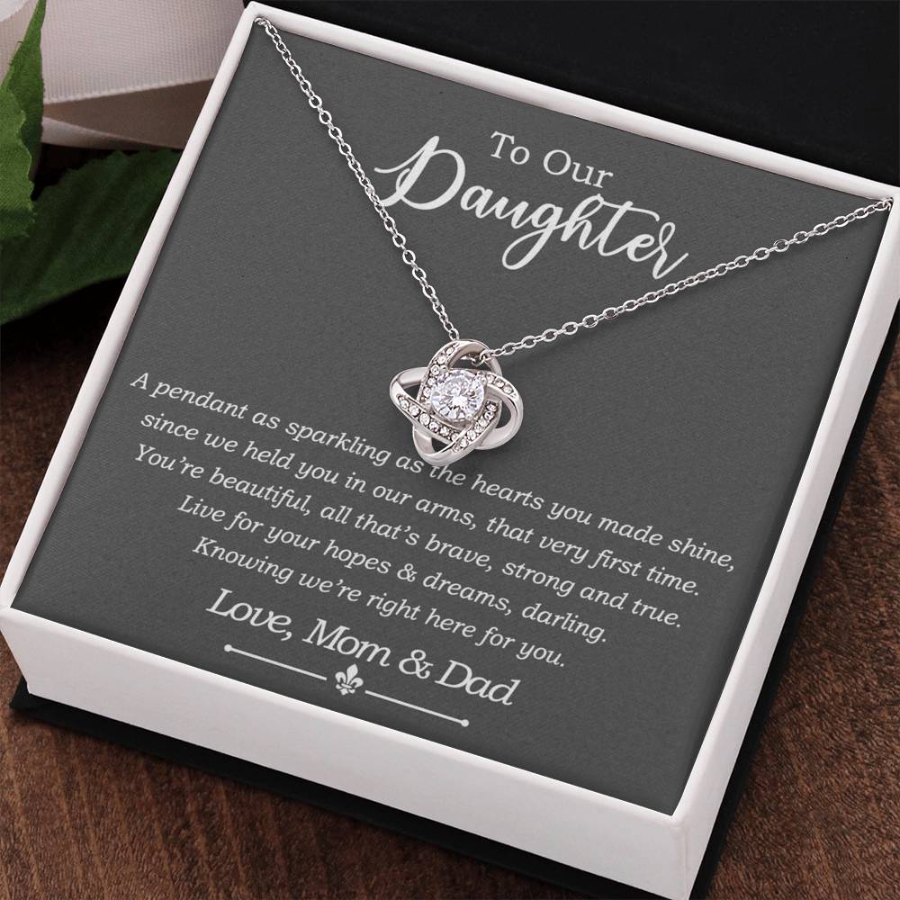 Daughter Gift Necklace, To My Daughter Gift Necklace From Mom And Dad , Step Daughter Necklace, Stepdaughter Gifts from Stepmom Stepdad Gifts from Stepdad Includes Message Card and Gift Box