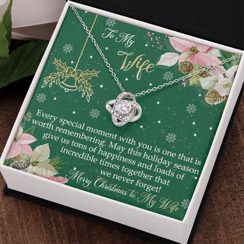 The Love Knot Gift For Wife, To My Wife Merry Christmas Necklace From Husband, Jewelry Gift For Women, Husband To Wife Love Knot Pendant, Merry Christmas To My Wife Gift Necklace On Christmas