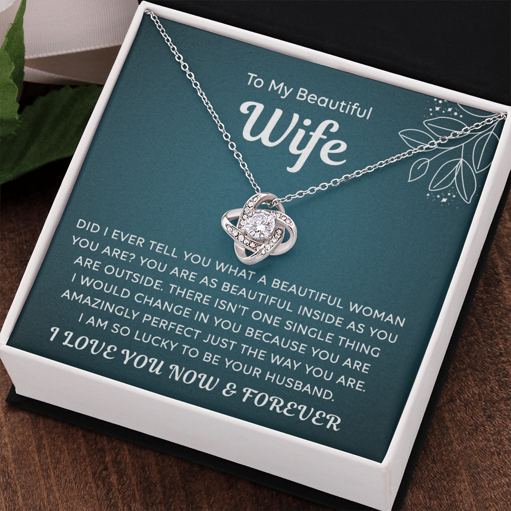 Wife Gift Necklace, To My Beautiful Wife Necklace From Husband, Wife Love Knot Necklace From Husband, Jewelry Gift For Women, Beautiful Women, Badass Wife Gift Necklace, Soulmate Gift Necklace
