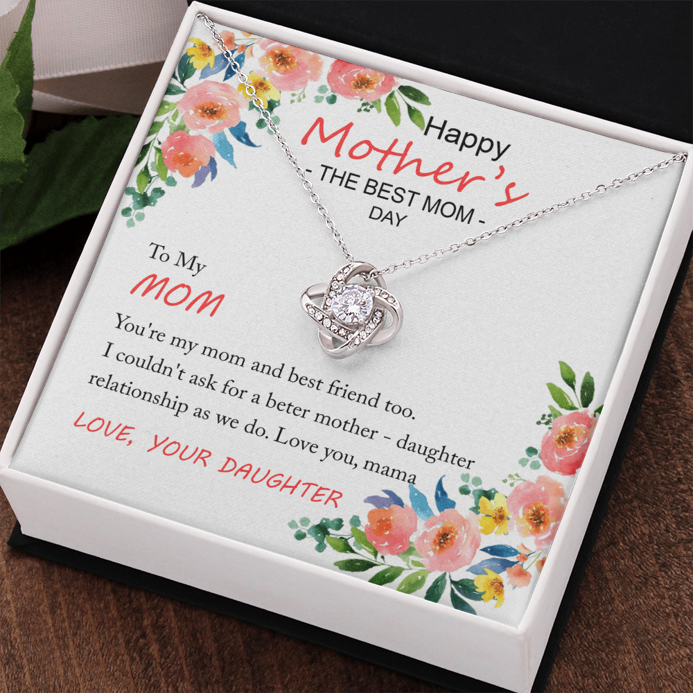 Happy Mother''s Day Gift Necklace, To My Mom Love Knot Necklace Gift From Daughter And Mother Love Knot Pendant Gift For Mom Bonus Mom Gift Necklace, The Best Mom Necklace, Jewelry Gift For Women