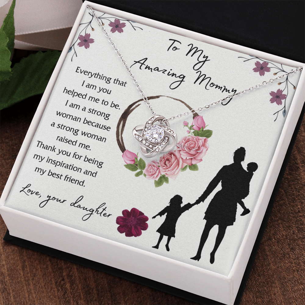 Mom And Daughter Gift Necklace, To My Amazing Mom Necklace From Daughter, Necklace Gift For Mom On Birthday Gift Anniversary Mother's Day Necklace Gift Mom Love Knot Necklace Jewelry Gift For Women
