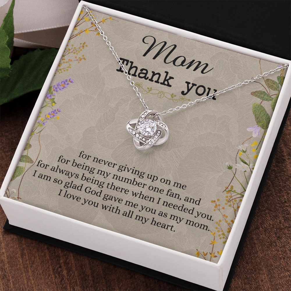 Mom Thank You Gift Necklace, To My Mom Love Knot Necklace From Daughter Necklace Gift For Mom Mother's Day Necklace Gift For Mom, Birthday Gift For Mom Anniversary Jewlry Gift For Women, Mom