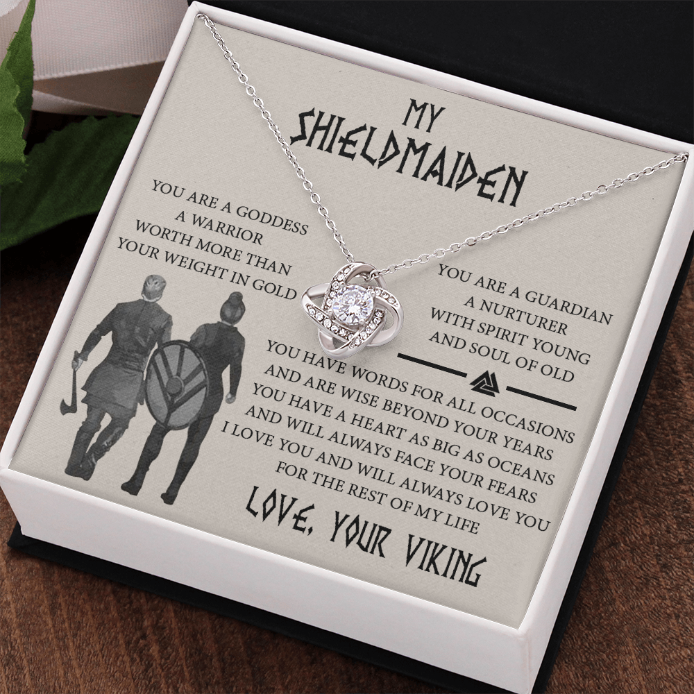 Shieldmaiden Gift Necklace, Viking Jewelry For Women, Love Knot Necklace Gifts For Her, Wife, Future-Wife, Soulmate, Girlfriends, Fiance From Him Husband, On Mother's Day, Birthday, Anniversary