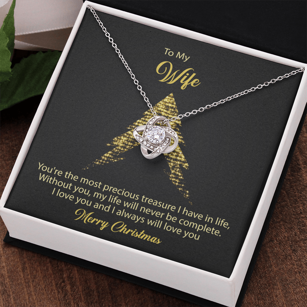 To My Wife Gift Necklace From Husband, Gift Necklace For Wife, Soulmate Gift Necklace Girlfriend, Husband To Wife Love Knot Pendant, Jewelry Gift For Women, Merry Christmas Necklace Gift For Wife