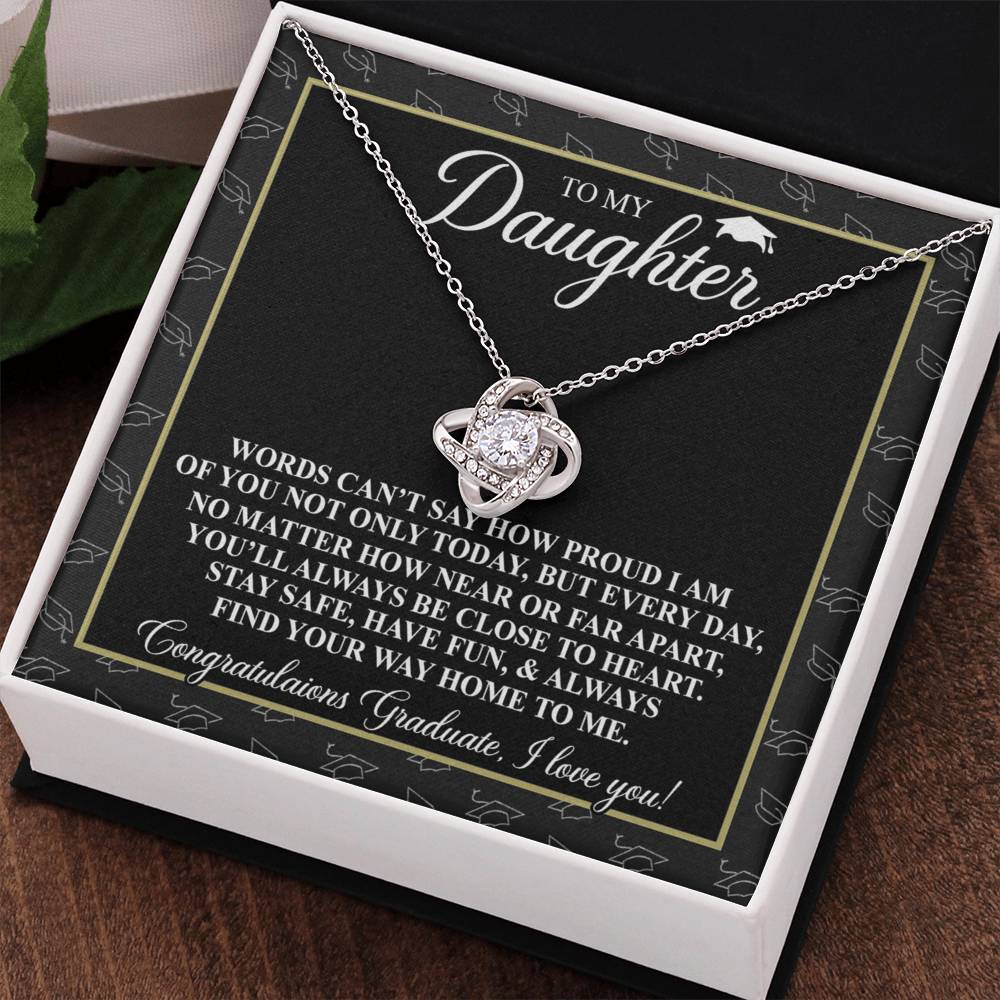 To My Daughter Gift Necklace From Father to Daughter Gift, Birthday Necklace Love Knot Pendant Necklace Gift Message Card and. Gift Box styles On Birthday, Christmas, Anniversary Graduation Gift