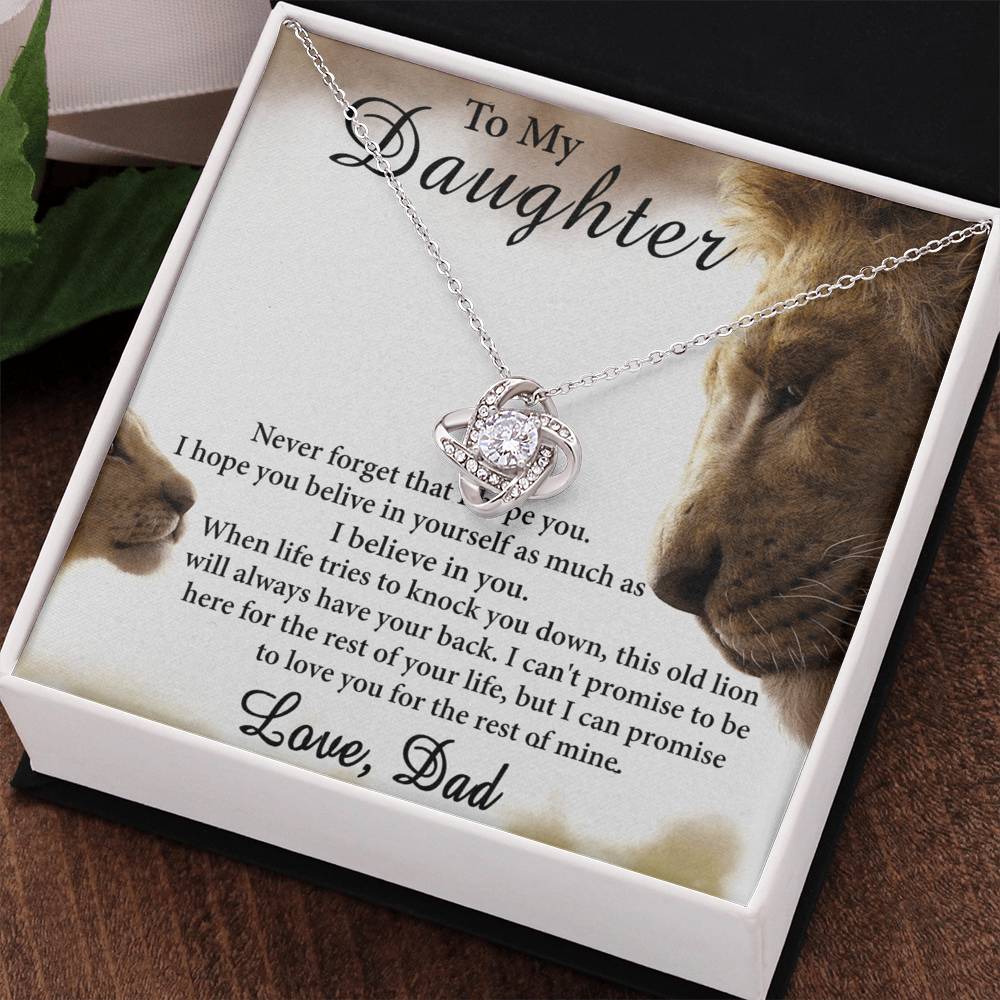 Father Daughter Necklace - Sterling Steel Necklace For Daughter, Necklace Gift On Graduation Gift Birthday Gifts for Daughter from Dad - Lion Daughter Jewelry Gift For Girls, Little Girl Necklace