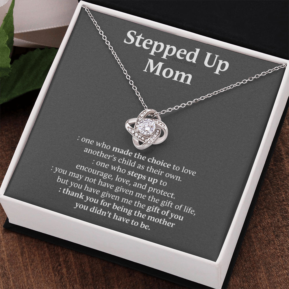 Inspirational StepMom Gifts Stepped Up Mom Necklace Birthday Gift for Bonus Mom