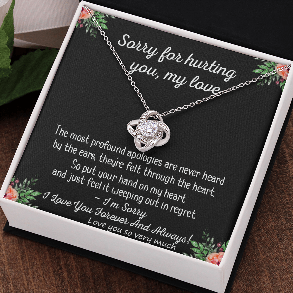Apology Gift Necklace for Her, Forgiveness Gift, My Love Love Knot Necklace For Girlfriend, I'm Sorry Necklace Gift From Boyfriend, Husband To Wife, Girlfriend Love Knot Jewelry Gift For Girls