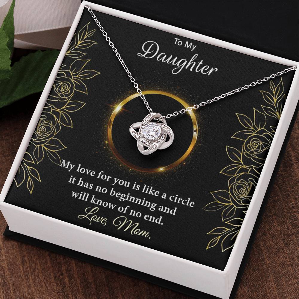 Personalized Gift Necklace For Daughter, Custom Card Gift For Daughter, To My Daughter Love Knot Necklace Gift From Mom, My Love For You Necklace, Love Knot Jewelry Gift For Daughter Birthday