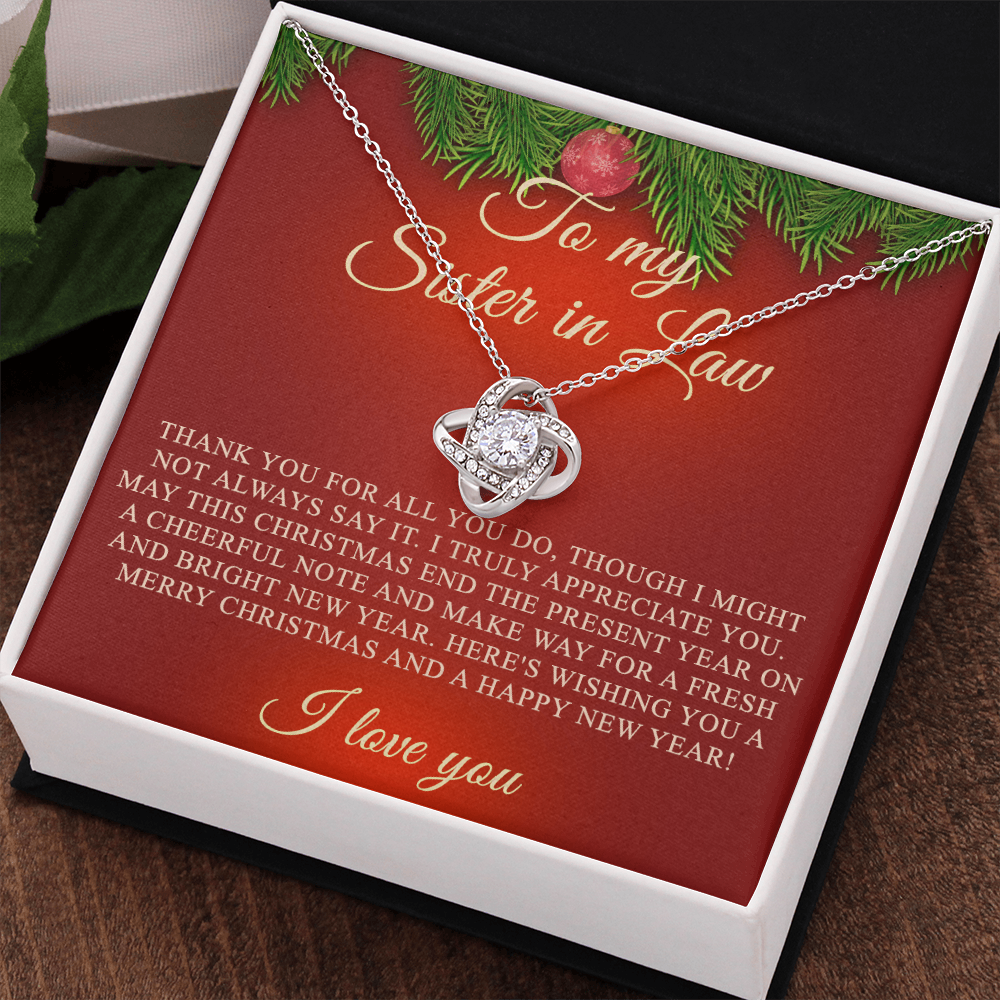 To My Sister-in-Law Love Knot Necklace From Sister, I Love You Sister Gift Necklace, Sister-in-Law Gift Pendant, Love Knot Jewelry Gift For Girls Sister In Law From Brother And Unbiological Sister