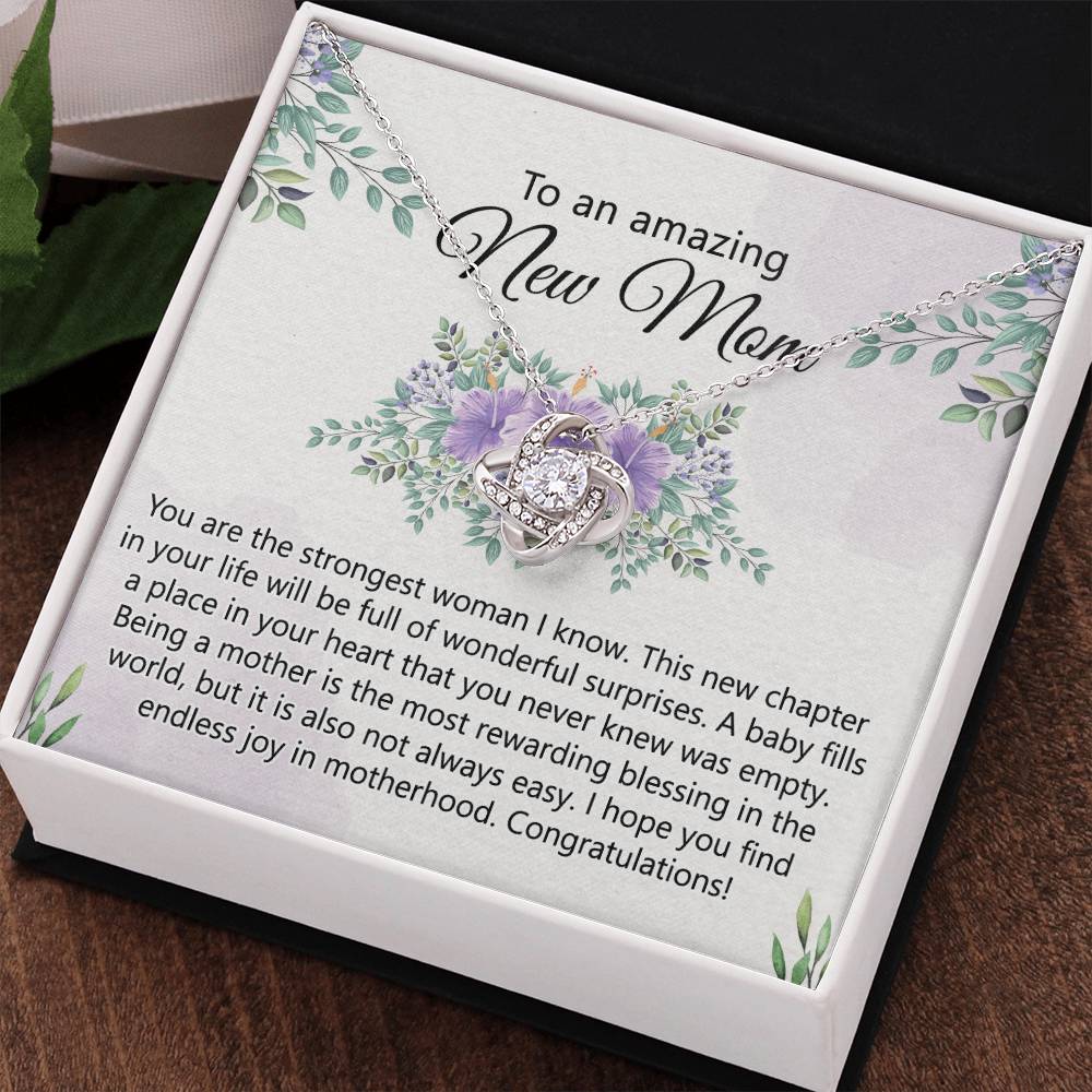 To An Amazing New Mom Necklace From Daughter, Mother's Day Necklace, First Mother's Day Jewelry Gift For Mom To Daughter Gift Mother's Day Love Knot Necklace Gift for Mom, New Mom Jewelry for Mom