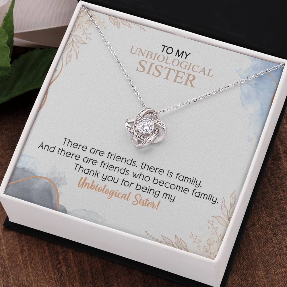 To My Unbiological Sister Love Knot Necklace Gift From Sister, Brother, Best Friend, Sister Gift Love Knot Pendant, Sister Remembrance Gift Necklace, Sister Keepsake Gift For Unbiological Sister