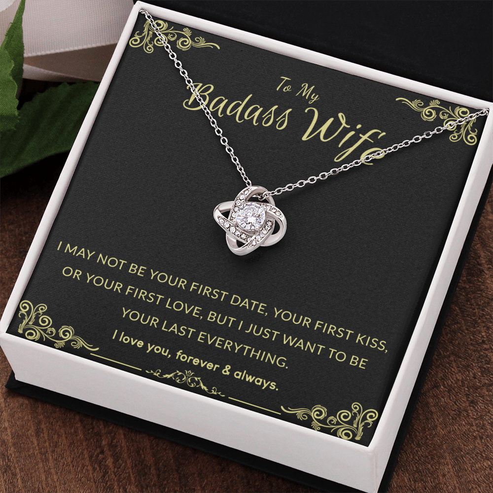To My Badass Wife Necklace From Badass Husband, Gifts Necklace Husband To Wife Love Knot Pendant, Jewelry Gift For Women, My Wife Love Knot Necklace Gift For Badass Wife Soulmate Necklace Gift Wife